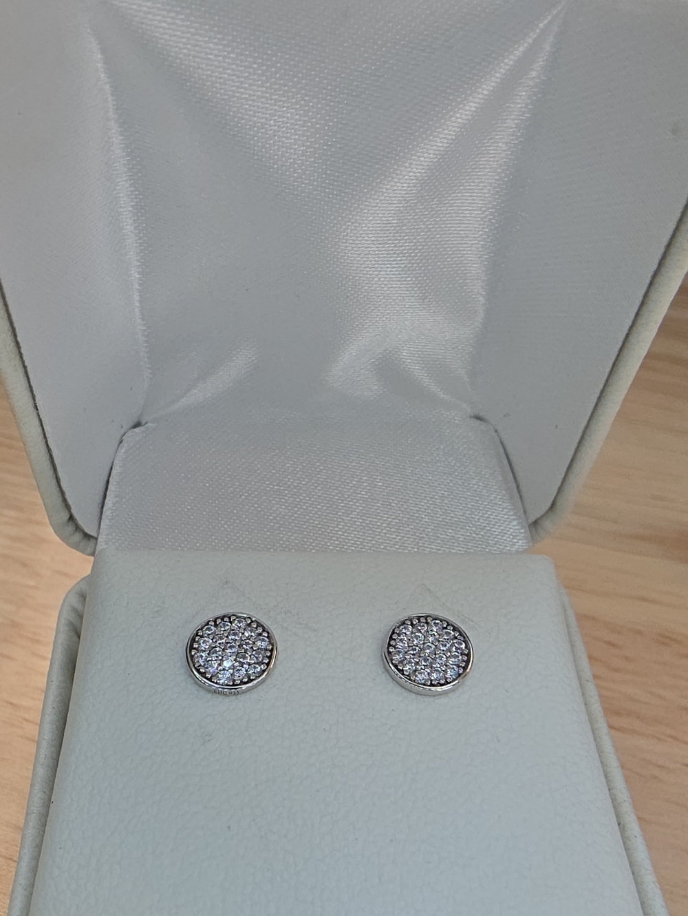Round Pavé Crystal Stud Earrings - STERLING SILVER 925 #8